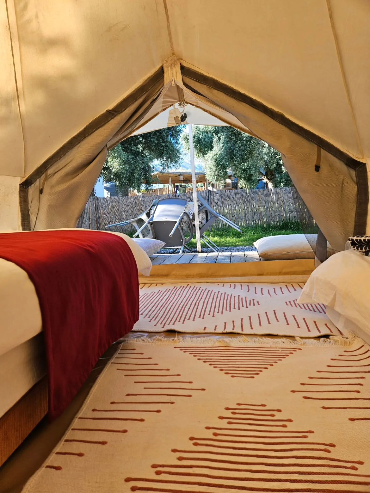 tent interior twin beds